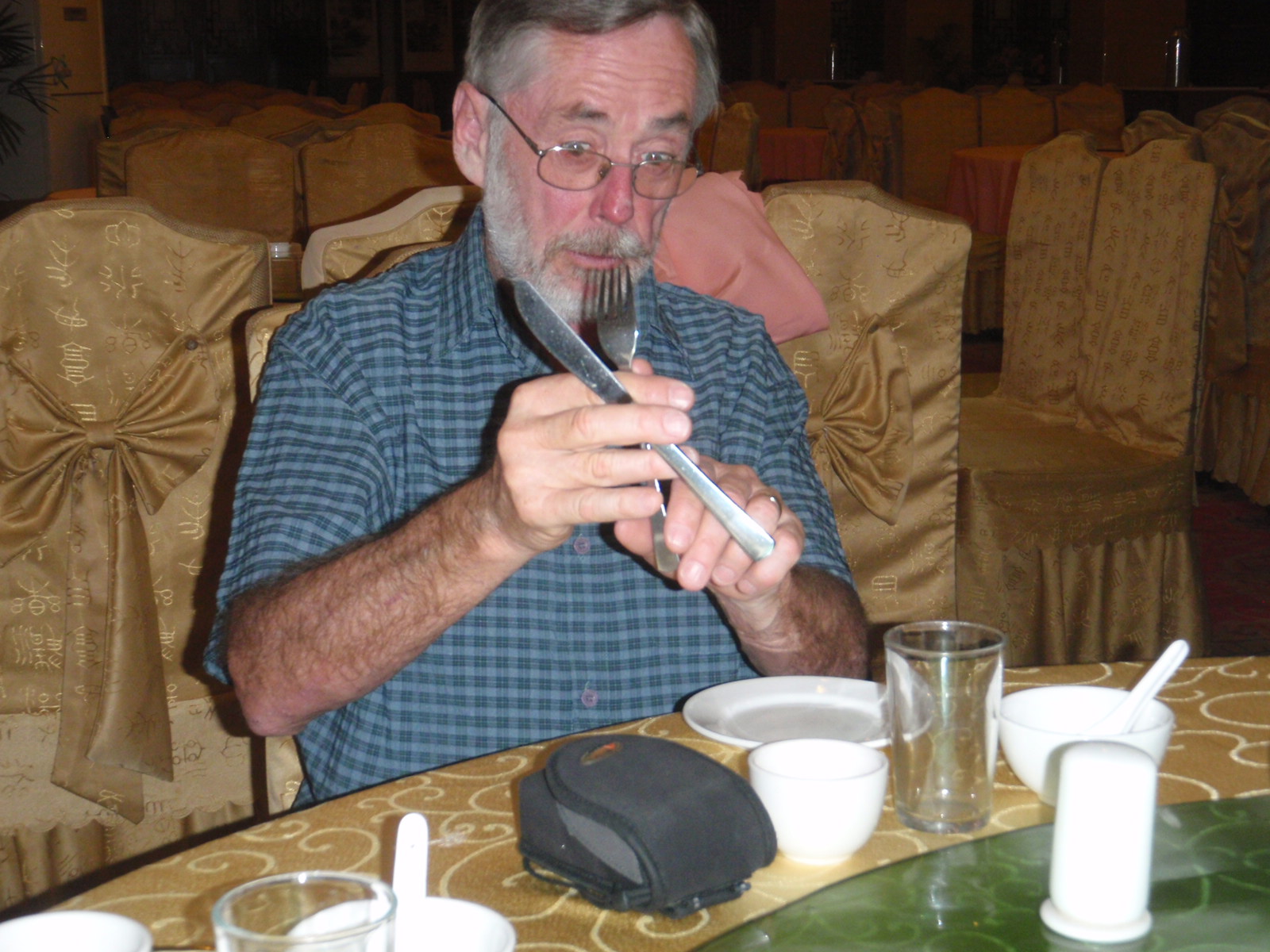 We are given strange implements that we have not seen in China yet.